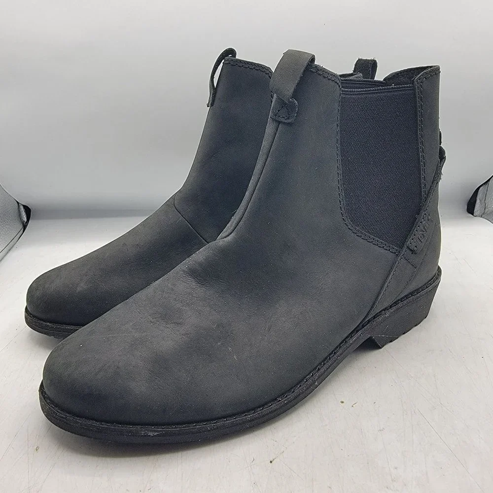 Teva Ellery Chelsea Womens 8.5 Black Waterproof Pull On Boots Casual 1111772